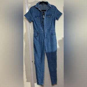 NWT Fashion Nova Denim Cutie Jumpsuit Medium Wash